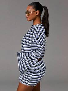 Athîral Women's Casual Sexy Commuter Striped Print Bodycon Mini Skirt, Summer - Multicolor - View 5