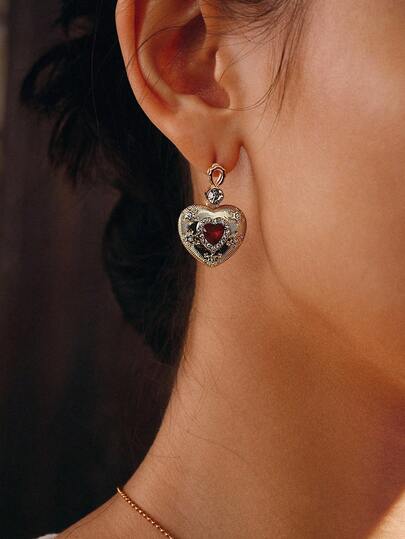 Glisma 18K镀金心形耳环，适合日常佩戴