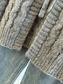 Franclia 女秋冬新款针织毛衣背心带绳系带优雅学院风独特显瘦优雅优质柔软休闲百搭减龄毛衣背心 - 灰色 - 查看 7