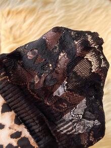 SHEIN 1pc Plus Size Women Leopard Print Lace Patchwork Panty - Multicolor - View 5