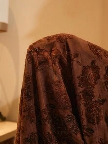 Poéselle Abito aderente di media lunghezza con stampa floreale, scollo a V profondo e schiena scoperta, di moda e sexy - Marrone ruggine - Visualizzare 8