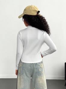 Girls' Fitted Cropped White Jacket, Casual Fall Winter - White - View 2