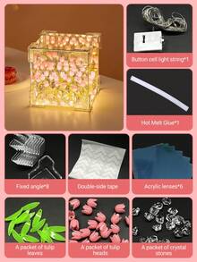 1 件 20 个 LED/20 朵郁金香花朵设计 DIY 迷你夜灯，3D 花卉氛围灯，优雅的桌面装饰，送给女朋友、家人、同学、朋友、母亲节、生日的贴心礼物 - DIY - 查看 6