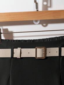 SHEIN PETITE Chân váy chữ A thanh lịch kiểu Pháp dành cho nữ, độc đáo và thời trang, mùa thu/đông - màu đen - Xem 4