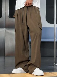 Manfinity Hypemode Pantaloni cargo casual da uomo, con coulisse, colore tinta unita, autunno