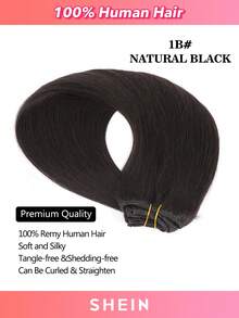 HQ Clip In Hair Extensions Real Human Hair, 120g 7pcs Clip In Hair Extensions, Natural Black #1 Clip Ins Hair Extensions - S1B - View 5