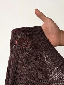 BamGleam Damen Oversized Rundhalsausschnitt Patchwork Strickpullover, Coffee Farbblock Lässig Retro Streetstyle Pullover