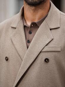 Calvornis Abrigo casual de media longitud para hombres, abrigo cruzado de otoño/invierno - Marrón Mocha - Ver 4