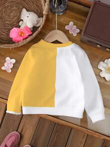TOM & JERRY X SHEIN Baby Girl Casual Colorblock Cartoon Pattern Crew Neck Sweatshirt, Autumn Fall Winter - White - View 2