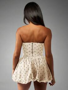 MISSGUIDED Quần short cạp cao viền bong bóng họa tiết chấm bi sọc caro phong cách áo nịt ngực mùa hè dự tiệc bãi biển thiết kế túi dây rút - Màu be - Xem 2