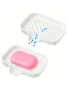 1 件硅胶皂碟托盘、自排水皂架（用于香皂）、带排水功能的硅胶皂碟、香皂盒、皂架、皂瓶、杯子、水槽或柜台收纳盒、厨房台面用洗碗皂碟、家居浴室装饰、秋季装饰、返校