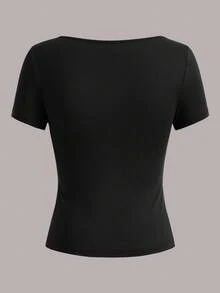 SHEIN EZwear 3pcs Women's Short Sleeve Cropped Casual Fitted T-Shirts, Suitable For Summer,Red Top - Multicolor - View 10