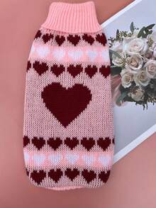 Heart-Shaped Pink Pet Sweater, Casual Pet Supplies - Baby Pink - View 4