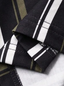 DAZY 狗狗印花宽松 T 恤上衣和条纹睡裤女士睡衣套装，秋季服装 - 黑色 - 查看 7