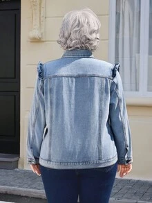 EMERY ROSE Damen Große Größen Vintage Washed Jeans Bluse, Herbst/Winter - Helle Waschung - Übersicht 2