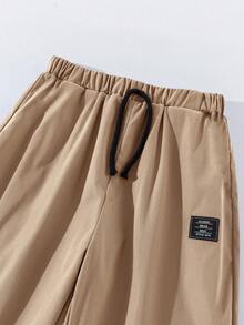 SHEIN 3pcs/Set Loose Casual Solid Color Drawstring Pants For Teen Boys - Army Green - View 5