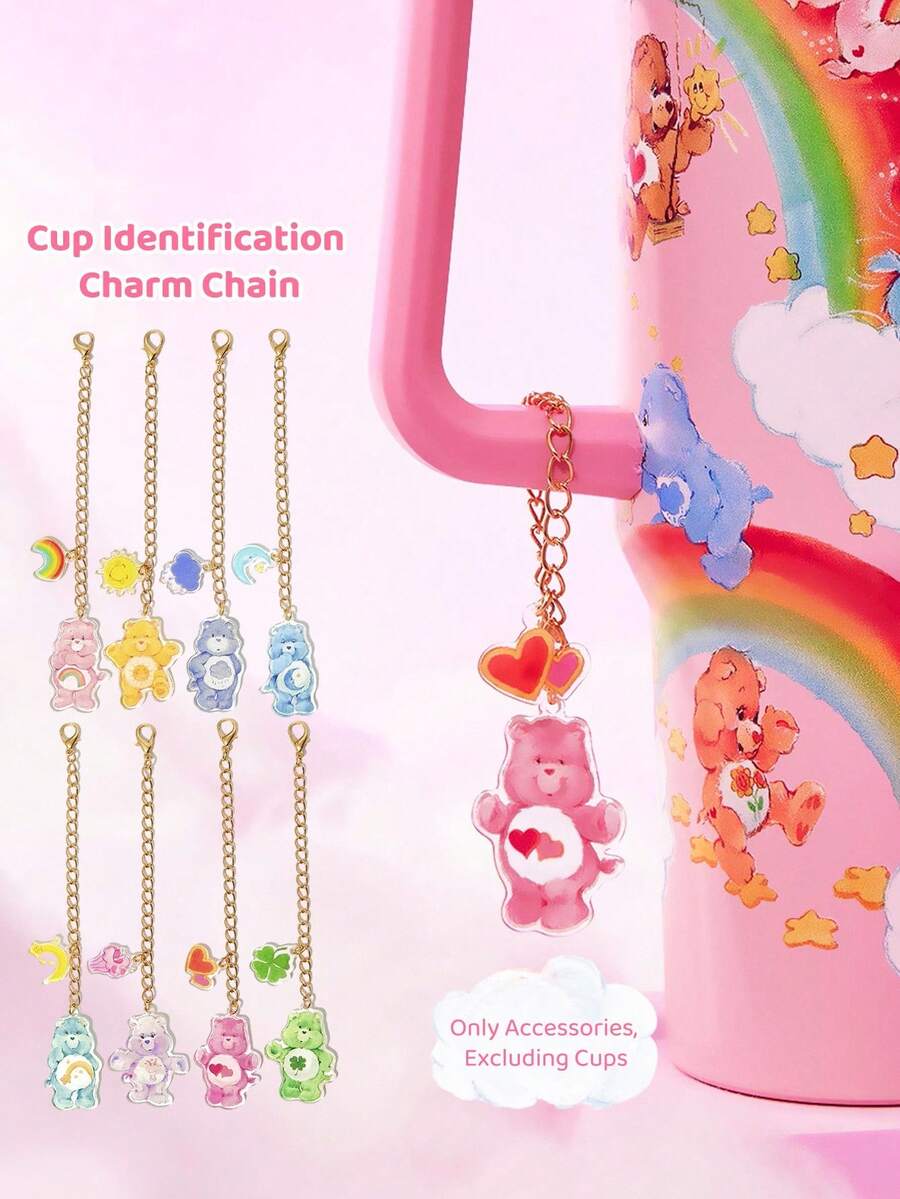 SHEIN X Care Bears 8 tấm nhận dạng phụ kiện cốc acrylic, 8 tấm trang trí tay cầm cốc hình gấu cá nhân, móc khóa, thích hợp cho cốc có tay cầm, văn phòng, gia đình, tiệc sinh nhật - Nhiều màu - Xem 1