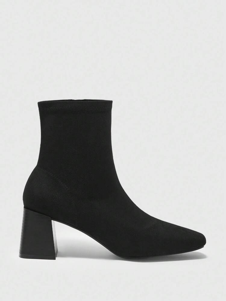 CUCCOO BIZCHIC Casual Minimalist Side Zipper Chunky Heel Women's Fashion Ankle Boots