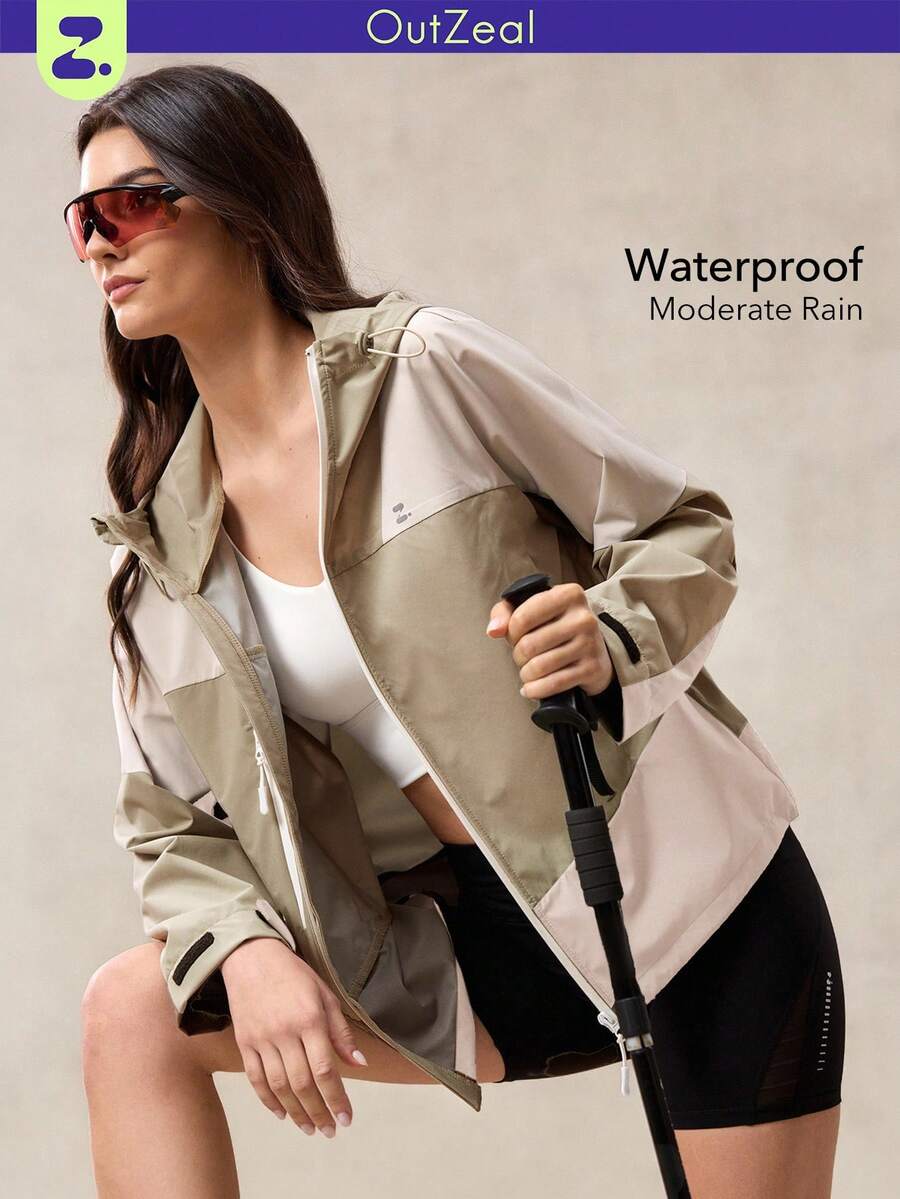 OutZeal Women Water-Resistant Multi Pockets Drawstring Hem Outdoor Jacket Hiking Camping