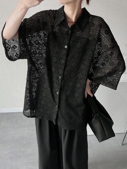 FRIFUL 女士蕾丝衬衫，夏季时尚