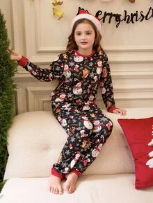 女孩雪人图案睡衣，圣诞节 - 彩色 - 查看 4