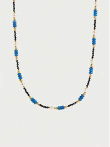 Glisma 18K Gold-Plated Elegant Vintage Beaded Necklace For Women,Shopping,Casual,Work,Vintage,PREMIUM,Metallic/Texture,Western Jewelry,Old Money,Gemstone,Outfits,Fall/Autumn/Winter,For Mom/Women/Girl/Mother,Premium,Beaded