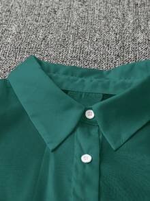 SHEIN Clasi 休闲白色透明蝴蝶结衬衫 - 綠色 - 查看 5
