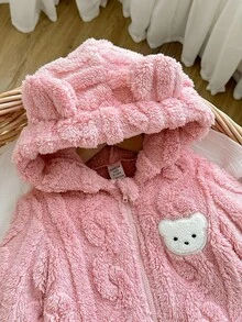 SHEIN Bộ đồ liền thân màu hồng mềm mại cho bé gái, Thu/Đông - Nhiều màu - Xem 7