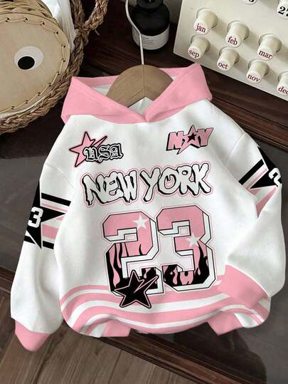 Slaydiva Abbigliamento autunnale da donna/Abbigliamento invernale da donna/Abbigliamento Y2K/Streetwear/Ritorno a scuola/Casual da strada/Adatto all'hip hop/Felpa con cappuccio casual da donna con stampa/Grafica con lettera New York
