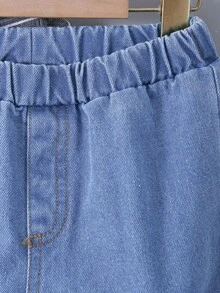 SHEIN 两件套小男孩格子衬衫和牛仔裤套装 - 藍色 - 查看 6