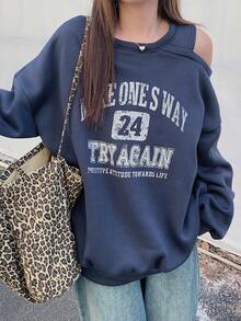 DAZY Women Off Shoulder Floral Print Long Sleeve Sweatshirt,Fall Clothes