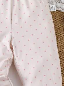 SHEIN Pantalones de niña bebé de estilo princesa con estampado de lunares 3D, de tela suave, adecuados para actividades tanto en interiores como en exteriores, de moda para otoño/invierno - Multicolor - Ver 6