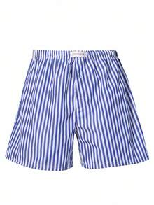 Manfinity Underwear&Sleepwear Basics 2pcs Plus Size Men's Blue & Pink Striped Airy Pants (Comfortable Loose Fit For Indoor & Outdoor Wear) - Multicolor - View 4