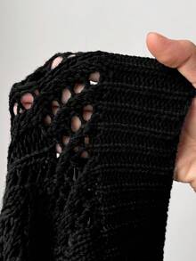 Lyrianda Áo len chui đầu dệt kim họa tiết chấm bi cỡ lớn dành cho nữ, thích hợp cho mùa xuân, hè, thu và các kỳ nghỉ. - màu đen - Xem 6