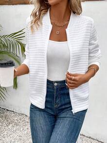 EMERY ROSE Women's Solid Color Long Sleeve Zip-Up Casual Baseball Jacket, Autumn