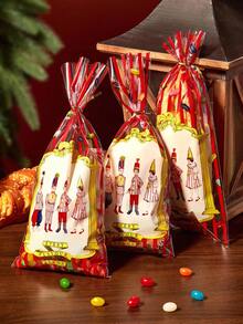 HARRY POTTER X SHEIN 100个可爱卡通图案印花透明扁平糖果袋、饼干包装袋、婚礼派对糖果袋、棒棒糖袋、OPP塑料袋、小礼品袋、学习用品袋、食品袋、食品盒，适用于糖果、巧克力、饼干、怪味豆、魔法圣诞礼物等。 - 彩色 - 查看 3