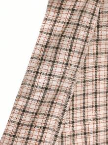 SHEIN Chaqueta de blazer caqui para niñas preadolescentes combinada con pantalones holgados a cuadros, conjunto cómodo y elegante para otoño/invierno - Caqui - Ver 5