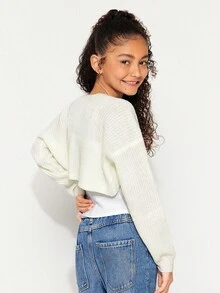 Radiana Tween 女童休闲针织长袖开衫夹克 - 米色 - 查看 2