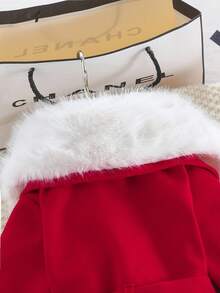 Sparklyn 三件套女童度假休闲套装：毛领外套、针织长袖上衣和秋冬半裙 - 紅色 - 查看 5