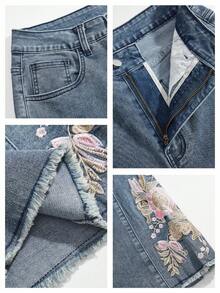 Anewsta Women's Vintage Wash High Waist Wide Leg Denim Jeans, Fashion Casual - Blue - View 4