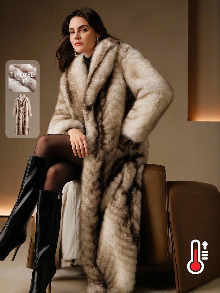 Fashionable Vintage Long Faux Fur Coat, Autumn/Winter