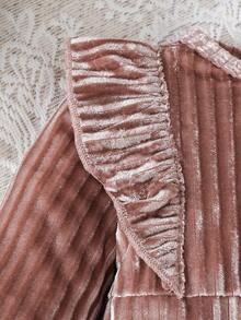 SHEIN Baby Girls Ribbed Knit Fleece Jumpsuit + Stylish Hat, Autumn/Winter Fall