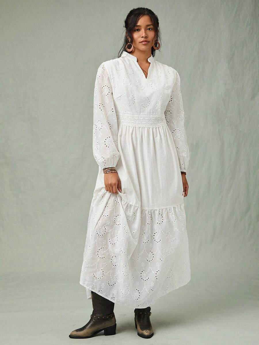 Freevana Váy cỡ lớn Quần áo mùa thu cho phụ nữ Váy mùa đông Váy dự tiệc cưới Giáng sinh cho phụ nữ Váy cưới dân sự Váy thanh lịch Váy sang trọng Váy trắng Sang trọng Thanh lịch Cổ tích Thêu ren Trang phục đi chơi Váy cho sự kiện đám cưới Phụ nữ Phong cách tiền cũ Dễ thương Phương Tây Boho Đồng quê Toàn màu trắng - Nhiều màu - Xem 1