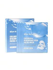 SlowSunday Collagen & Hyaluronic Acid Facial Mask 3pcs, Korean Collagen Mask, Jelly Collagen Face Mask, Deep Moisturizing, Improve Elasticity, Smooth Skin, K Beauty, For Valentine's Day, Valentines Gift, Valentines Day Gift, Ideal For Party
