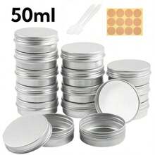 Bộ 24 hộp thiếc nhôm có thể tái sử dụng, hộp thiếc nhôm có nắp vặn và nhãn dán, hộp đựng mỹ phẩm cỡ nhỏ tiện dụng khi đi du lịch, dùng để đựng son dưỡng môi, kem dưỡng da, kem dưỡng ẩm, mặt nạ, nến mini, mỹ phẩm. - Bạc - Xem 13