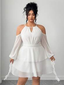 Elenzga Women's Off-Shoulder Solid Color Sweetheart Neck Lantern Sleeve Dress