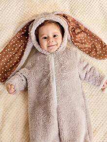 Cozy Pixies 1 pieza Saco de dormir de bebé suave y acogedor con diseño de orejas de conejo - Gris Claro - Ver 2