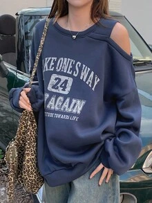 DAZY Women Off Shoulder Floral Print Long Sleeve Sweatshirt,Fall Clothes