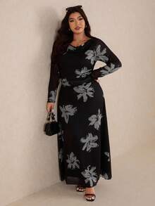 Elaquor Plus Size Women's Hooded Tie Dye Print Maxi Dress, Fashionable Casual Elegant Loose Dress, Spring/Summer New, Soft Mesh Fabric, High Elasticity, Plus Size Curve Elegant Dress Plus Size Elegant Dress, Elegant Dresses For Women, Elegant Dresses For Party