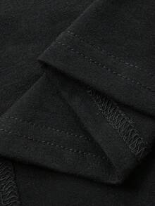 DAZY Camiseta de manga corta con texto gráfico de ajuste holgado informal, adecuada para uso diario Y2K - Negro - Ver 12